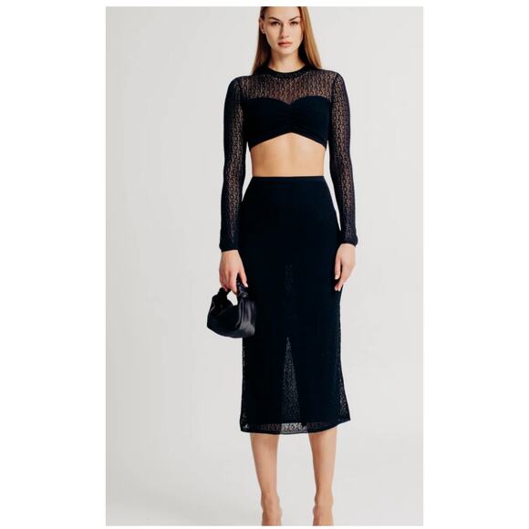 Torn by Ronny Kobo Beverly Top & Skirt Set Black L - Picture 1 of 9